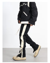 hip hop loose fit elastic waist pants fashion streetwear pants men casual loose bottom zipper drewstring sportwear pants joggers unique joggers style 2144