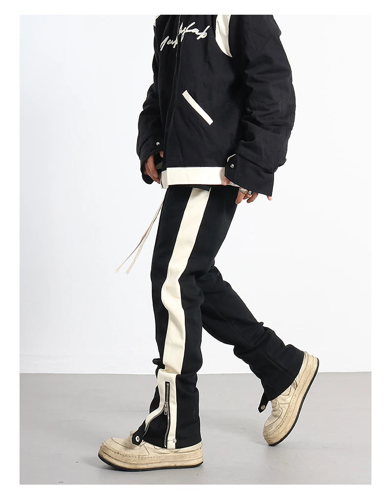 hip hop loose fit elastic waist pants fashion streetwear pants men casual loose bottom zipper drewstring sportwear pants joggers unique joggers style 2144