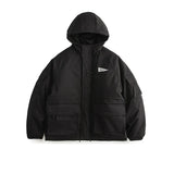 Outdoor Multi Pocket Thicken Man Jacket Winter Retro Warm Camping Cotton-padded Clothes Casual Print Loose Hooded Fashion Coat