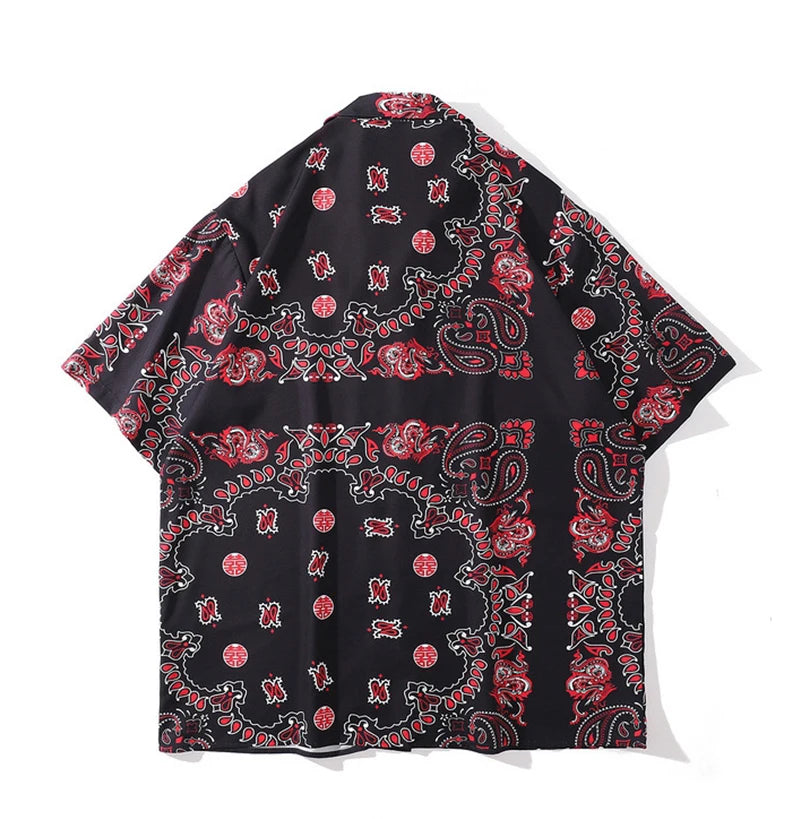 Rainbowtouches Unisex Summer Fresh Style Crane Digital Printing Comfortable  PrintingPolyester Casual Hawaii Street Wear Shirts