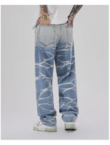 high street irregular tied dye biker jeans men denim straight jean pants 2023 motorcycle y2k trouser unisex hip hop casual pants unique jeans style 513