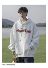 American Retro Casual Hoodies For Men Letter Printed Loose Fit Hooded