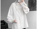 Shirts for men spring and autumn style national fashion design loose and versatile large size outer wear lapel long sleeved tops