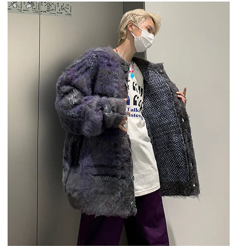bold fire sweater, layered fit piece, aesthetic soft knit grunge sweater for cozy streetwear