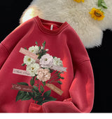 Vintage Floral Graphic Men Sweatshirt Spring Autumn Gothic Round Neck Pullover Hip Hop Streetwear Y2k Sweatshirts