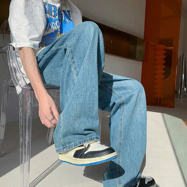 4 colors baggy jeans men fashion casual wide leg jeans men streetwear loose hip hop straight denim pants mens trousers m 2xl urban skinny jeans