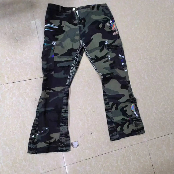 new luxury men 2024 cotton camouflage leopard comfortable cotton parkour sweat casual pants tactical function cargo u48 baggy cargo bottoms