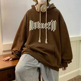 Autumn Vintage Gothic Letter Foam Printed Hooded Sweatshirts Hombre