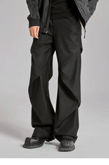 extended length edition wrinkle fashion men streetwear fashion hip hop vibe loose casual straight black suit pant trousers unique default style 1917