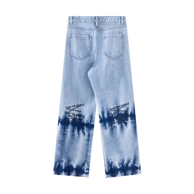 2024 Streetwear Blue Jeans Letter Printing Vintage Retro Denim Trousers Harajuku Jogger Denim Jeans Hipster