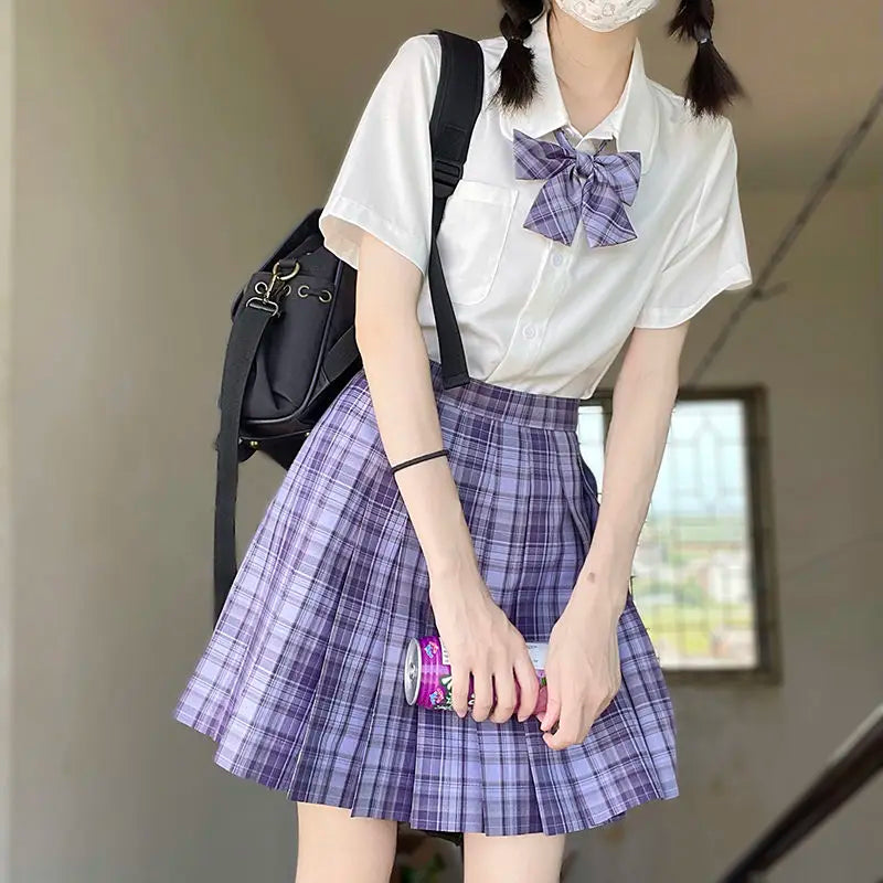 Jk Uniforms Gyaru School Uniform for Girl Student Pleated Skirt Uniform Set Women Short Sleeve Bow Tie Seifuku Japanese Style