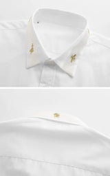 New 2022 Luxury Men Classic Embroidered bee Snake UFO Fashion Cotton Casual Shirts Shirt High Quality Short Sleeves A71