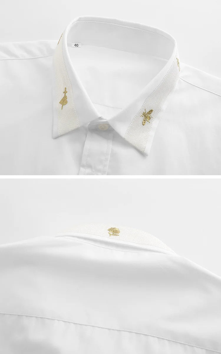 New 2022 Luxury Men Classic Embroidered bee Snake UFO Fashion Cotton Casual Shirts Shirt High Quality Short Sleeves A71
