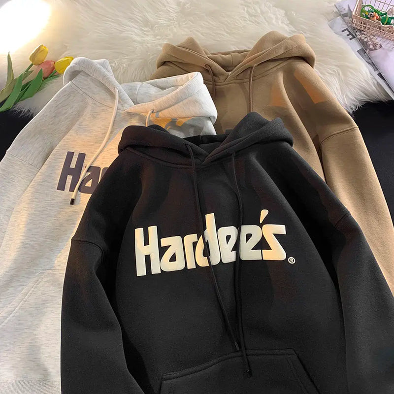 Trendy Personalized Pure Cotton Men's Hooded Sweatshirt New American Style Y2K Simple Loose Retro Thickened Jacket Tops