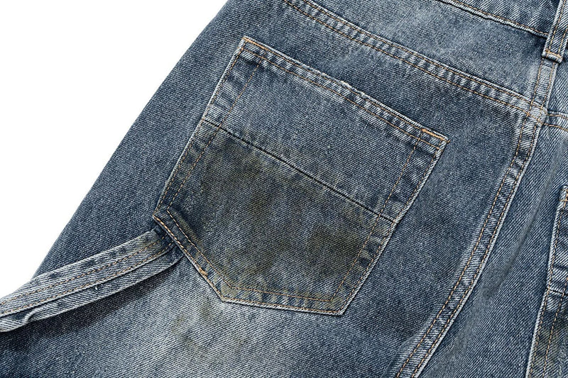 men blue ripped baggy jeans dirty printed distressed loose denim pants male luxury designer fashion jeans trousers unique jeans style 1372