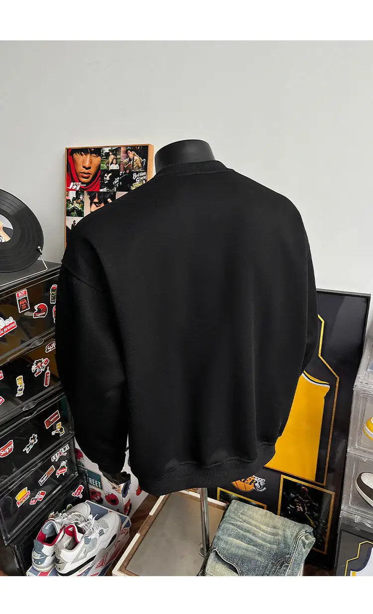Zipper Pullover Sweatshirt Men Women Streetwear Fashion Loose Casual B