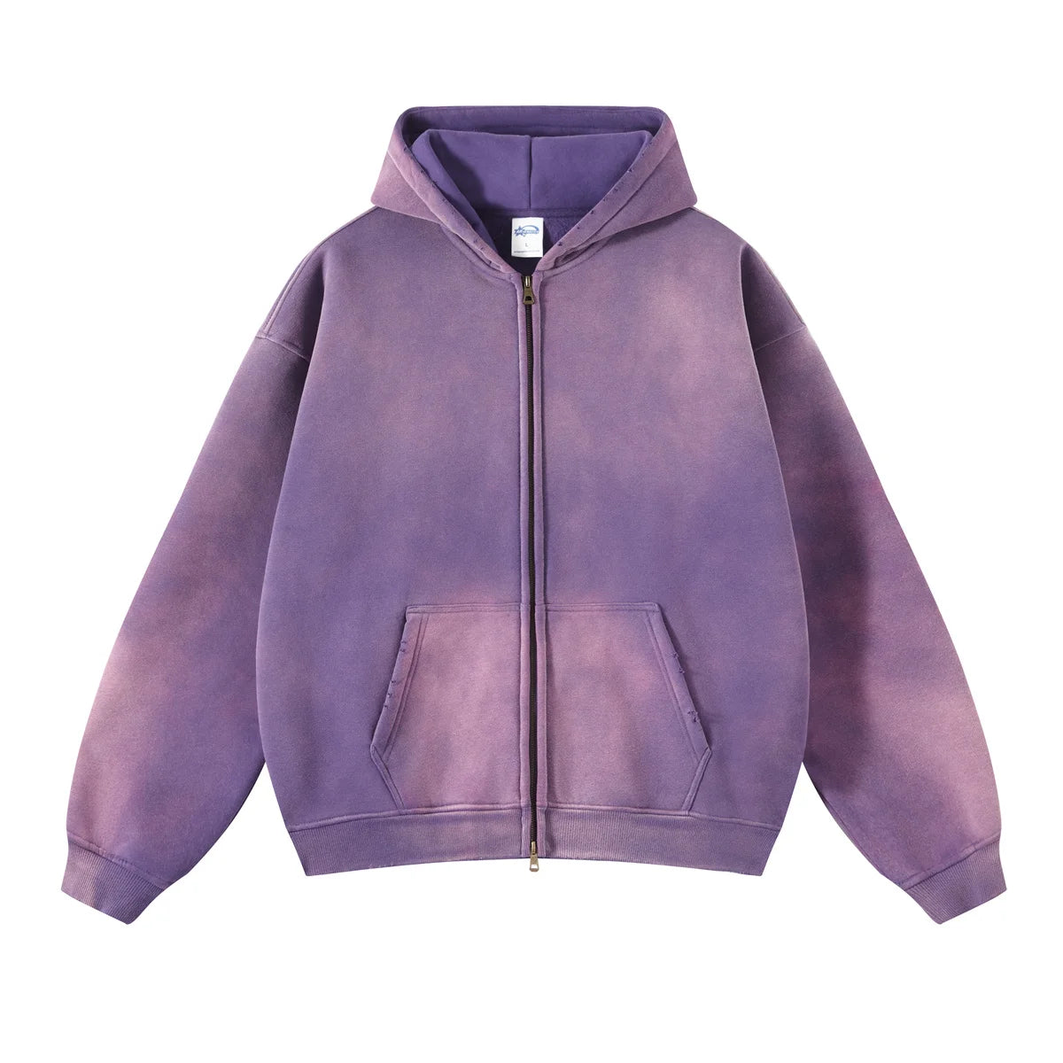 sadcore chrome print featuring mens oversize long sleeve washed double zipper cardigan hoodies loose plus plush gradient womens hooded pullovers winter