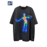 Vaporwave Aesthetic print tee – Distorted Portrait Printing Short Sleeved T Shirt Hip Hop Su