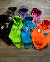 2024 American Street Fashion Brand Letter Cartoon Print Zipper Sweatsh
