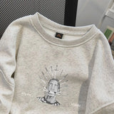 American autumn and winter personalized simple English letter printed round neck pullover for men and women trendy loose casual