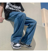 4 colors baggy jeans men fashion casual wide leg jeans men streetwear loose hip hop straight denim pants mens trousers m 2xl unique jeans style 4047