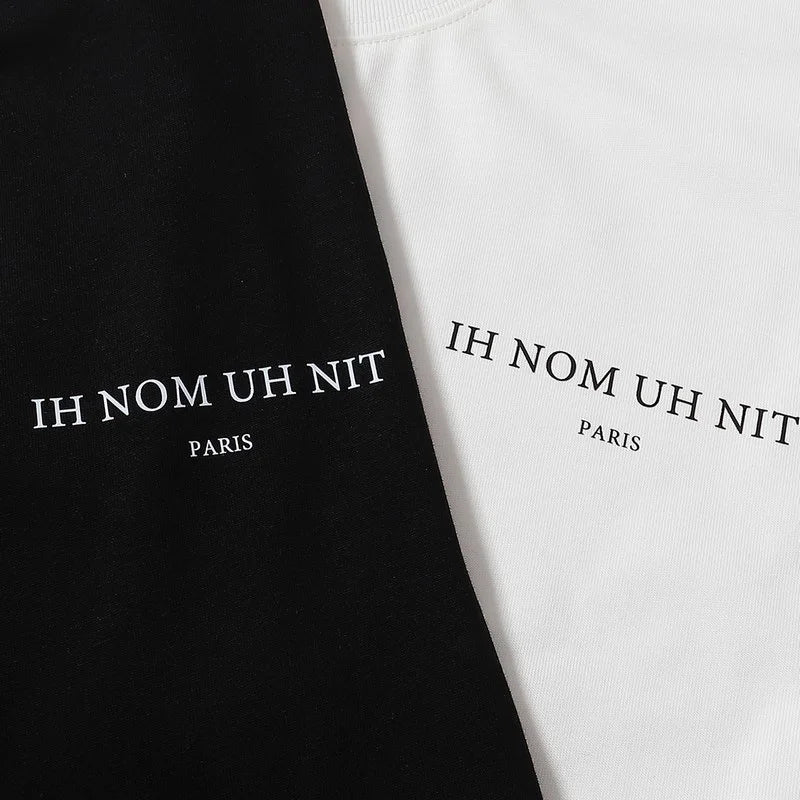 Harajuku Oversized Shirt – Black White Ih Nom Uh Nit Short Sleeve Tops Tee Men Woman Be – Urban Streetwear for Men & Women