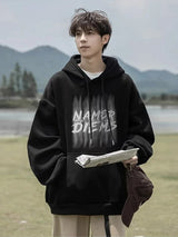 2024 New Graffiti Letter Print Hooded Fleece Sweatshirt For Men Loose