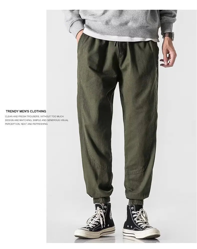 2024 autumn mens khaki cargo pants korean slim fit sports pants harajuku high street sweatpants casual mens clothing new unique joggers style 4381