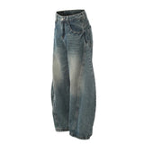 Men Women American Streetwear Vintage Washed Denim Loose Casual Wide Leg Baggy Jeans Couple Harem Jeans Trousers