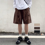 2023 Summer Retro Casual Overalls Japanese Loose All-match Casual Shorts Men Boutique Clothing Clothes for Teenagers SimpleStyle