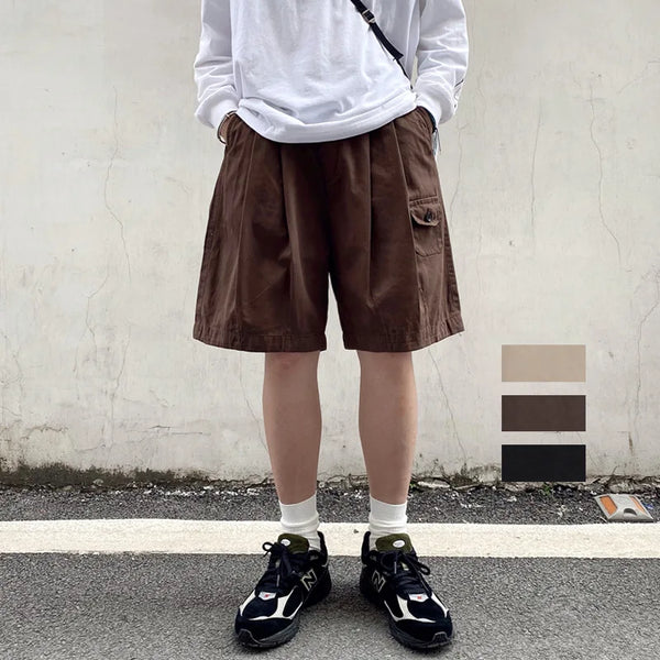 2023 Summer Retro Casual Overalls Japanese Loose All-match Casual Shorts Men Boutique Clothing Clothes for Teenagers SimpleStyle