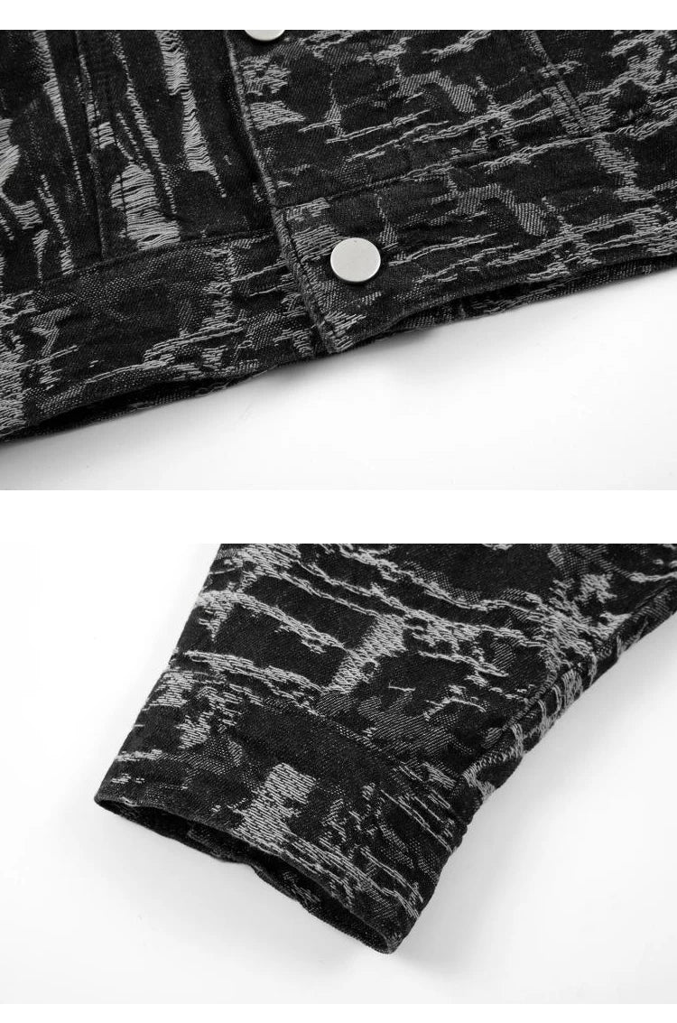 irregular scratched ripped holes denim jackets 2023 fashion turn down collar mens jean outerwear casual streetwear jeans nan  - variant style 3c5071 for streetwear fashion