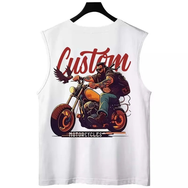 Glitchcore Aesthetic drop – Summer Japanese Anime Motorcycle Mens Printed Sleeveless T S