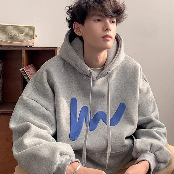 Fashionable Korean personality simple printed hooded sweatshirt for men autumn street Y2K new niche Japanese style boys' hoodie