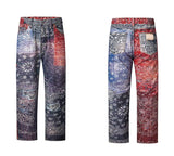 hip hop paisley printed denim jeans mens new casual zipper straight jeans streetwear high street loose pants baggy jeans joggers unique joggers style 2407