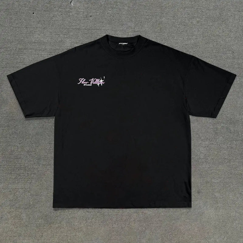 Skatecore Streetwear Tee – Tag Font Graphic with Flame Accent