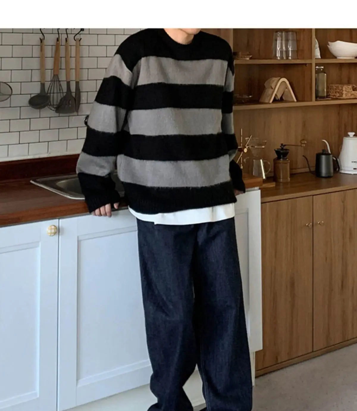 varsity knit sweater with retro streetwear styling for fall and winter outfits, ideal for men’s fashion and seasonal streetwe
