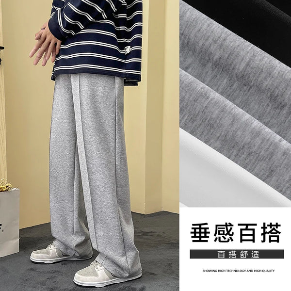black gray white casual pants men sports pants men sweatpants streetwear loose straight wide leg pants mens joggers trousers casual joggers
