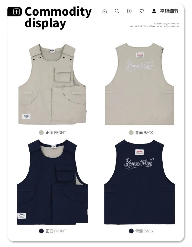 Winter 2024 new multi-pocket jacket waterproof vest