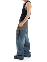 high street cargo pocket patchwork denim jeans pants unisex fashion loose wide leg straight functional tactics pants joggers men unique joggers style 1751