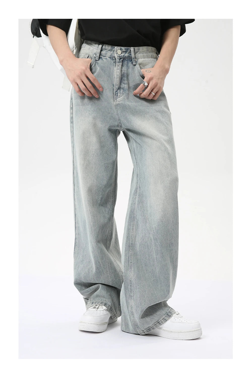 vintage baggy jeans mens streetwear hip hop loose blue denim pants hi street luxury designer jeans trousers man unique jeans style 4490