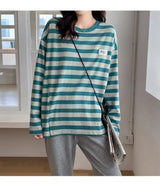 Y2k Vintage print – Design Niche Slit Striped Bottoming Shirt Women Autumn And W
