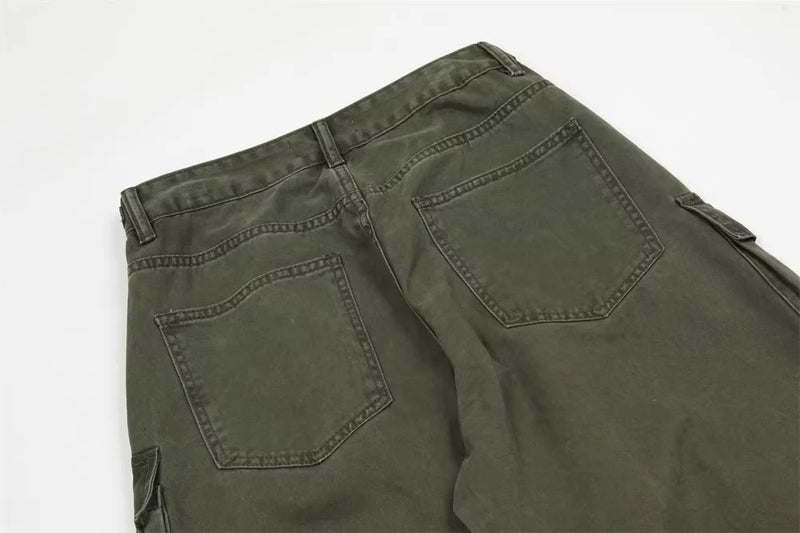 new multi pocket heavy industry washed cargo pants mens high rise loose y2k vintage streetwear oversized straight leg jeans unique cargo style 699