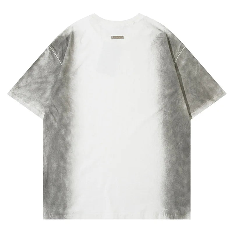 Gothic Vintage print – Men Y2K T Shirts Street Hip Hop Gradient Tshirt Retro Washed