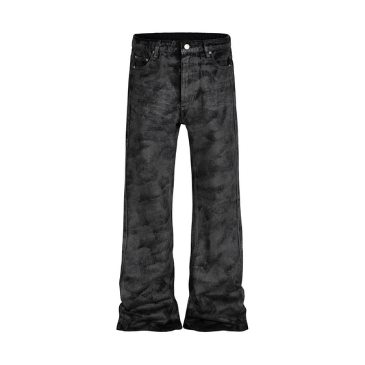 high street hand brushed glue sparkling baggy flare jeans for men y2k pantalones hombre leather pants oversized denim trousers 3 denim street jeans