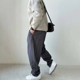mens pants thick woolen casual pants autumn streetwear fashion personality versatile trend comfort wide leg pants mens clothing unique default style 174