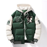 Winter Jacket Men's Two-piece  Hooded Cotton College Style Large Size Warm Baseball Varsity Jacket