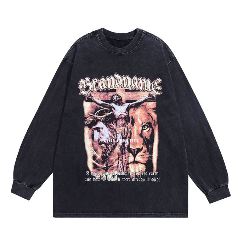 Gothic Graphic tee – Distressed Washed T Shirt Harajuku Pritned Unisex Hip Hop St
