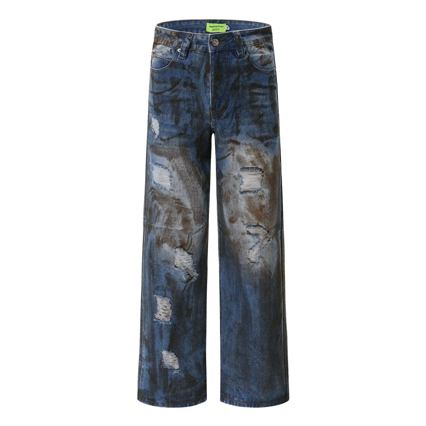 vintage ripped straight jeans blue distressed baggy jeans trousers streetwear luxury loose casual denim pants male y2k hombre denim street jeans