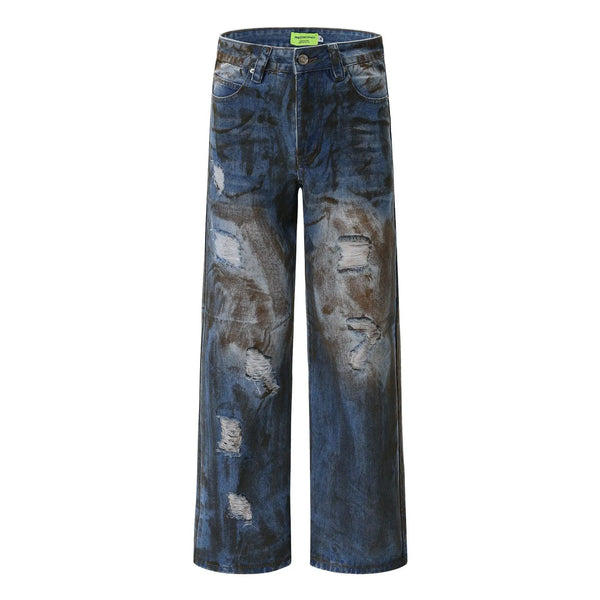vintage ripped straight jeans blue distressed baggy jeans trousers streetwear luxury loose casual denim pants male y2k hombre denim street jeans